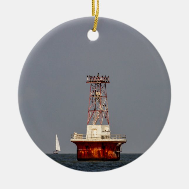 Elbow of Cross Ledge Lighthouse Ceramic Ornament (Front)