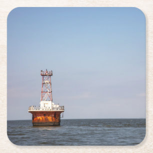 Elbow of Cross Ledge Lighthouse Square Paper Coaster