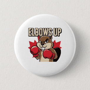 Elbows Up Beaver Boxing Proud Canadian Strong Cana 2 Inch Round Button
