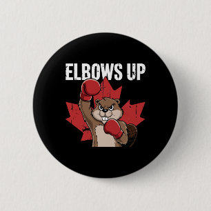 Elbows Up Beaver Boxing Proud Canadian Strong Cana 2 Inch Round Button