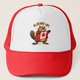 Elbows UP, Beaver, Canada Canadian Flag Maple Leaf Trucker Hat