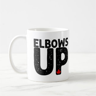 ELBOWS UP Bold Distressed Typography Coffee Mug