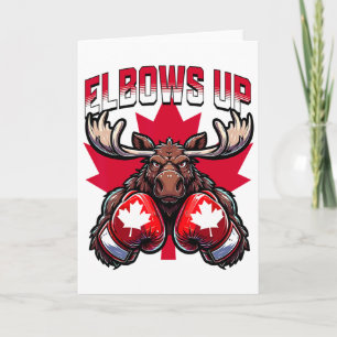 Elbows Up Canada Boxing Moose Maple Leaf Canadian Card