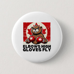 Elbows Up Canada Canadian Counter Tariffs Beaver B 2 Inch Round Button