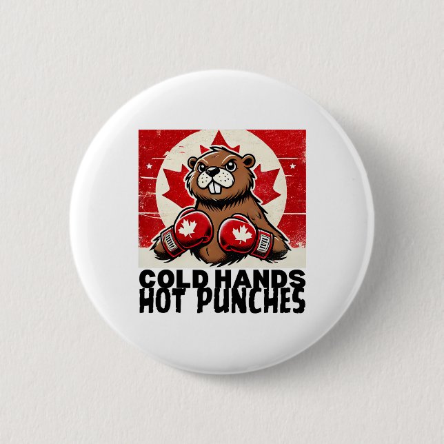 Elbows Up Canada Canadian Counter Tariffs Beaver B 2 Inch Round Button (Front)