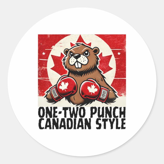 Elbows Up Canada Canadian Counter Tariffs Beaver B Classic Round Sticker (Front)