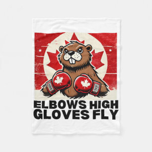 Elbows Up Canada Canadian Counter Tariffs Beaver B Fleece Blanket