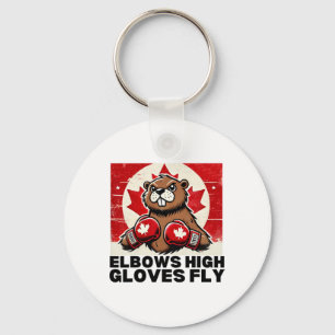 Elbows Up Canada Canadian Counter Tariffs Beaver B Keychain