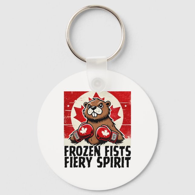 Elbows Up Canada Canadian Counter Tariffs Beaver B Keychain (Front)
