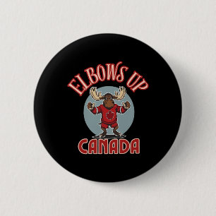 Elbows Up Canada Defiant Moose Canada Hockey Jerse 2 Inch Round Button