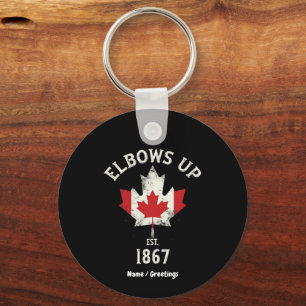  Elbows Up Canada Est 1867 Proud Canadian Vintage Keychain