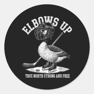 Elbows Up Canada Funny Hockey  Classic Round Sticker