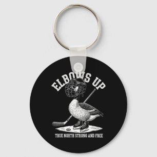 Elbows Up Canada Funny Hockey Keychain