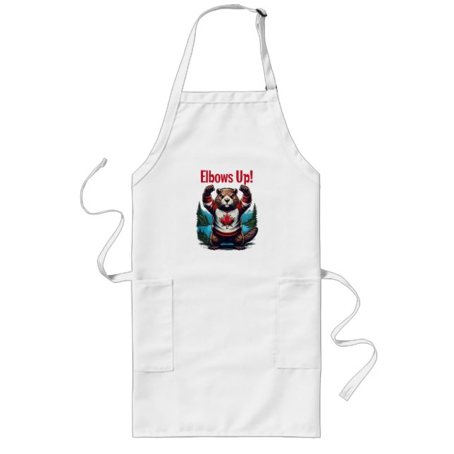 Elbows Up Canada Long Apron (Front)