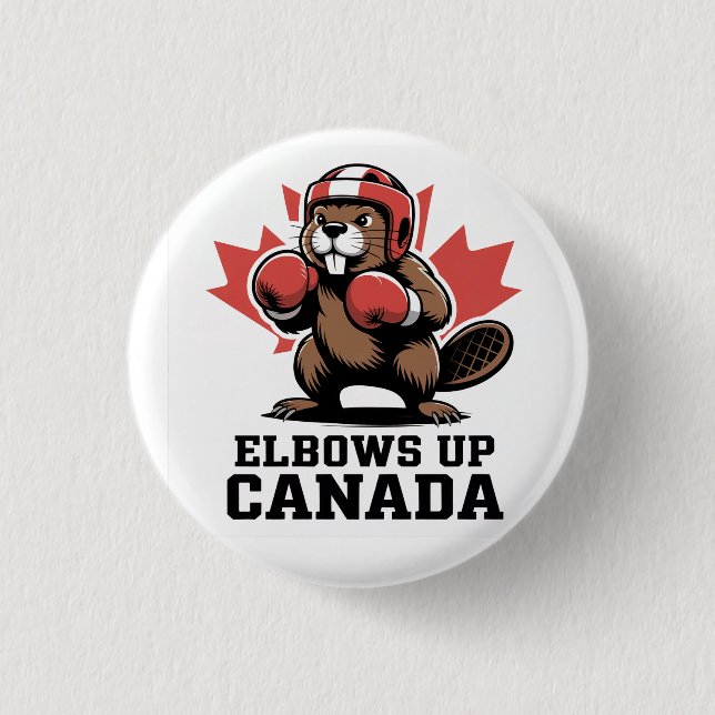 Elbows Up Canada Proud 1 Inch Round Button (Front)