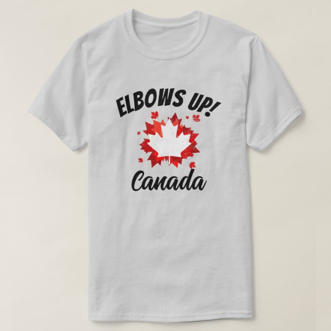 Elbows Up! Canada T-Shirt (Design Front)