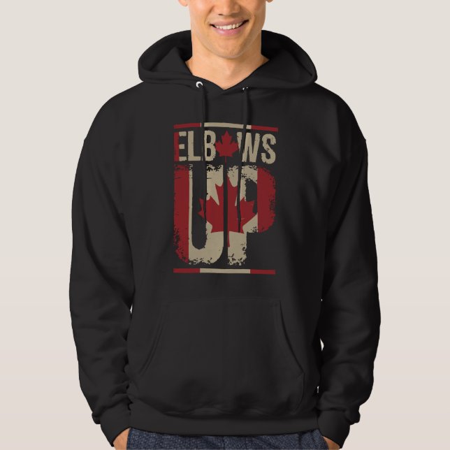 Elbows Up Canada True North Strong and Free Proud  Hoodie (Front)
