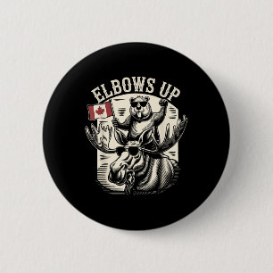 Elbows Up Funny Canada Beaver And Moose 2 Inch Round Button