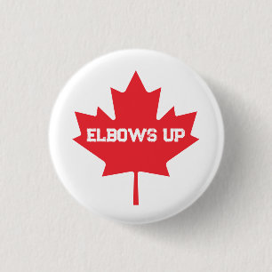 Elbows Up Funny Canadian Hockey 1 Inch Round Button
