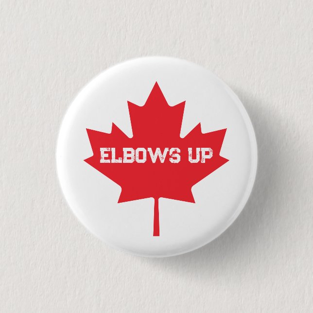 Elbows Up Funny Canadian Hockey 1 Inch Round Button (Front)