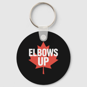 Elbows Up Funny Canadian Maple Leaf Keychain
