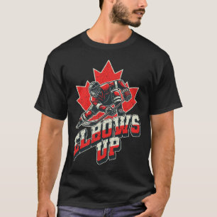 Elbows Up Hockey Player Maple Leaf Canadian Athlet T-Shirt