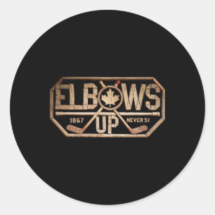 Elbows Up Never 51 True North 1867 Canadian Hockey Classic Round Sticker