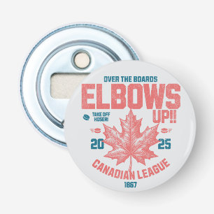 Elbows UP! Over the Boards Canadian League Hockey Bottle Opener