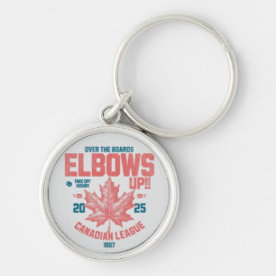 Elbows UP!  Over the Boards Canadian League Hockey Keychain