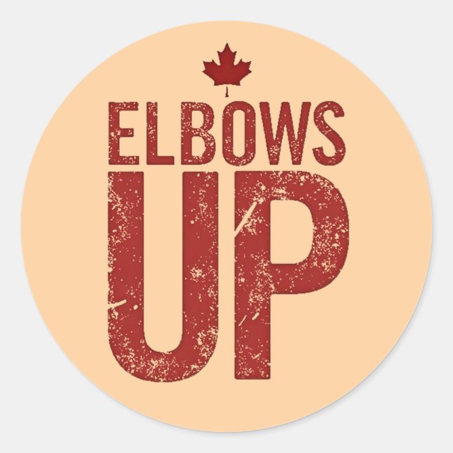 Elbows Up – Stand Strong for Canada Classic Round Sticker (Front)