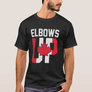 Elbows Up u2013 Canadian Flag Statement Design T-Shirt