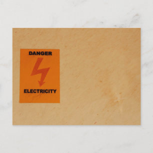 Elcetricity danger sign postcard