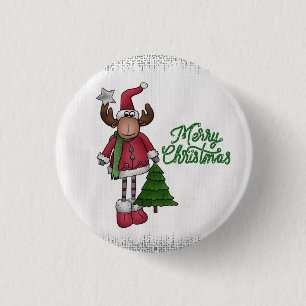 Elch mit Baum  1 Inch Round Button