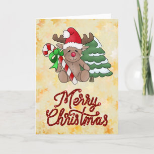 Elch mit Zuckerstange Holiday Card