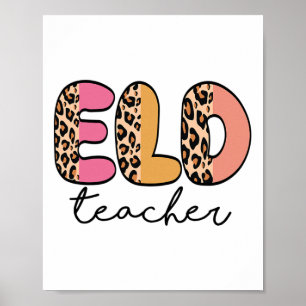 Eld Teacher Retro Leopard Ck To School Poster
