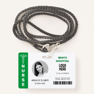 Elder care nurse ID green photo template Badge