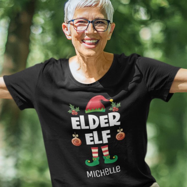 Elder elf fun ironic Christmas family outfit name T-Shirt (Creator Uploaded)
