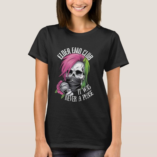 Elder Emo Club It Was Never A Phase Skeleton Rose T-Shirt (Front)