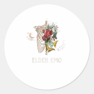 Elder Emo Funny Goth Older Gothic Cottagecore Gobl Classic Round Sticker
