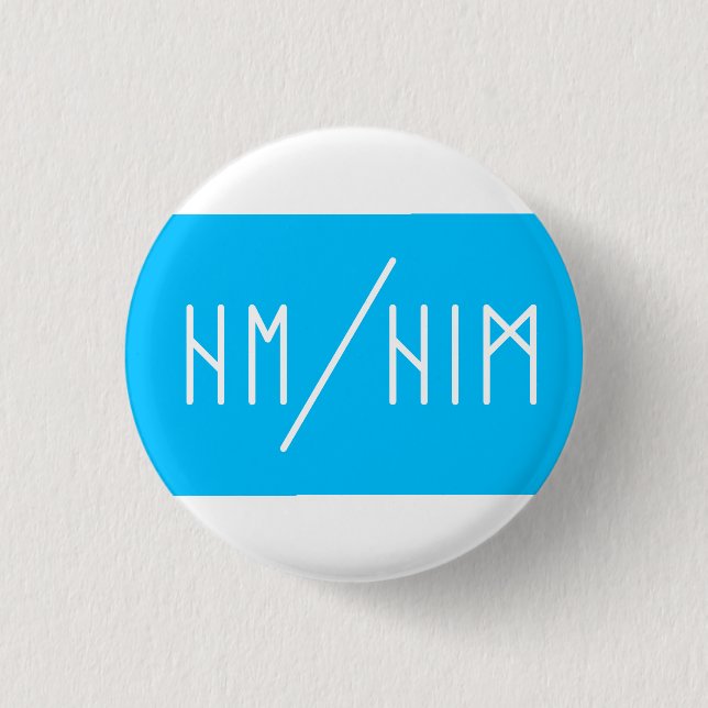 Elder Futhark He/Him Pronouns 1 Inch Round Button (Front)