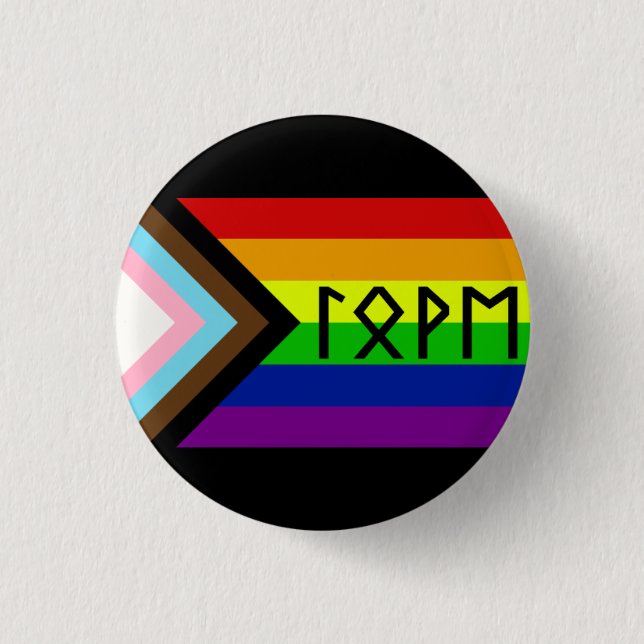 Elder Futhark Love Progressive Pride Flag 1 Inch Round Button (Front)