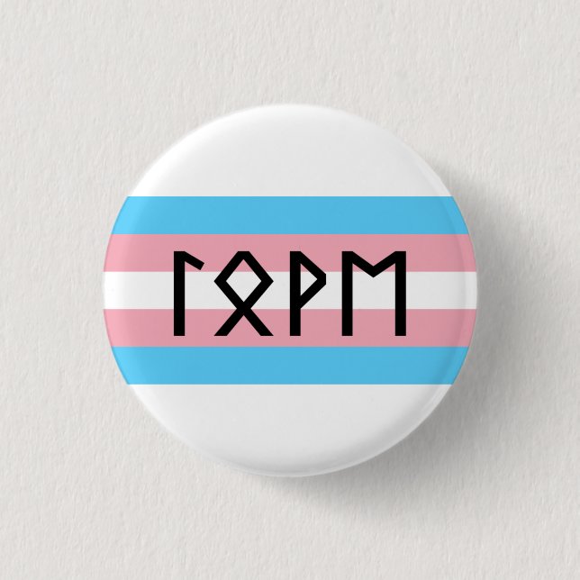 Elder Futhark Love Trans Flag 1 Inch Round Button (Front)