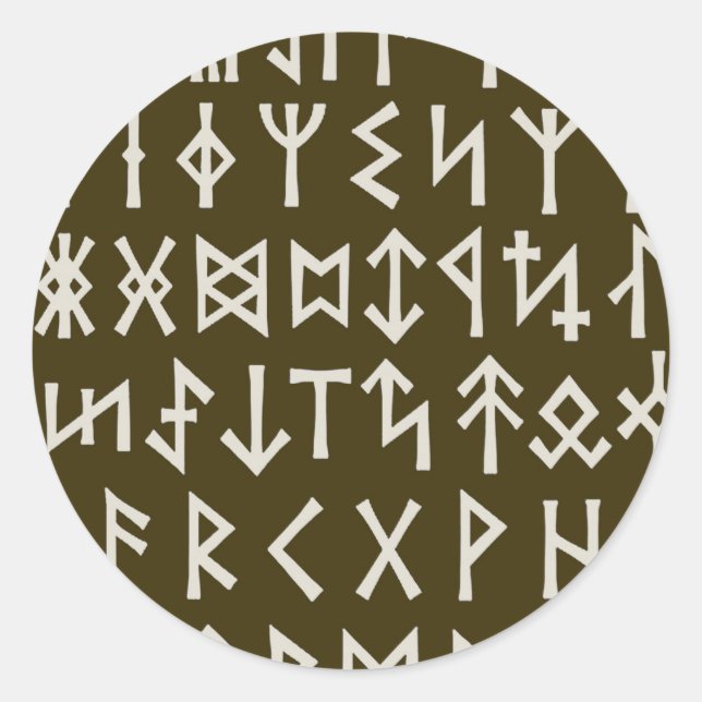 Elder Futhark Runes Classic Round Sticker (Front)