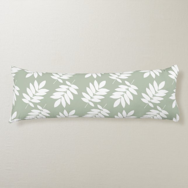 Elder Leaf Big Pattern 2Way Green+White Body Pillow (Front)