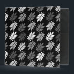 Elder Leaf Big Pattern Black White Grey Binder<br><div class="desc">Elder tree leaf silhouette in a surface pattern design with grey and white detail on a black background.</div>