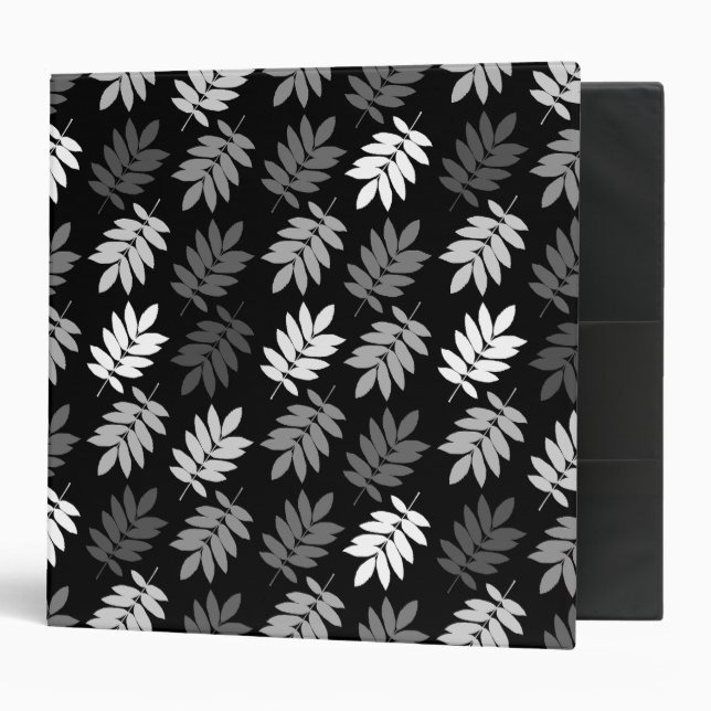 Elder Leaf Big Pattern Black White Grey Binder (Front/Inside)