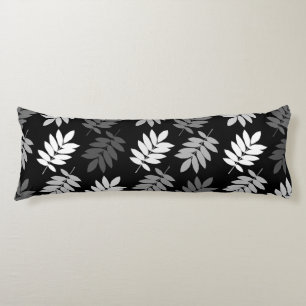 Elder Leaf Big Pattern Black White Grey Body Pillow