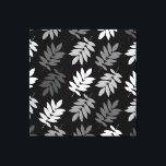 Elder Leaf Big Pattern Black White Grey Canvas Print<br><div class="desc">Elder tree leaf silhouette in a surface pattern design with grey and white detail on a black background.</div>