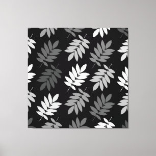 Elder Leaf Big Pattern Black White Grey Canvas Print