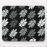 Elder Leaf Big Pattern Black White Grey Mouse Pad<br><div class="desc">Elder tree leaf silhouette in a surface pattern design with grey and white detail on a black background.</div>